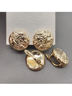 Швензы Круг мятый без фианитов, 16.5 мм, позолота