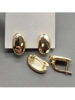 Швензы Гладкий Овал без фианитов, 17*10 мм, позолота