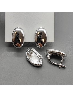 Швензы Гладкий Овал без фианитов, 17*10 мм, родий