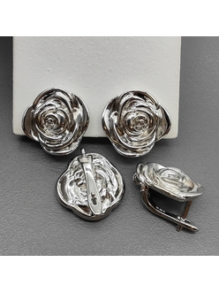Швензы Роза без фианитов, 16 мм, родий