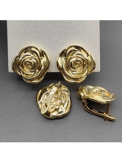 Швензы Роза без фианитов, 16 мм, позолота