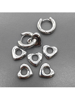 Подвеска Сердце, 14*15 мм, родий