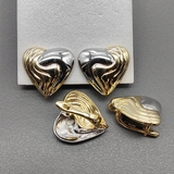 Швензы Сердце без фианитами, 16*17 мм, биколор