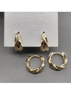 Серьги, конго, закрученный, 15*5 мм, позолота