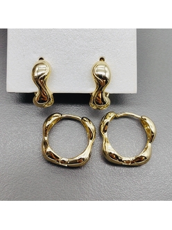 Серьги, конго, волна, 16*6 мм, позолота