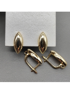 Швензы капля без фианитов, 17*8 мм, позолота