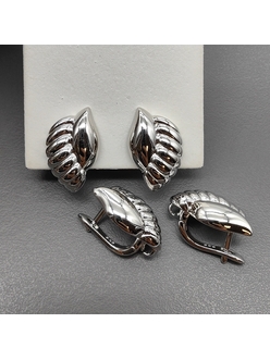 Швензы Ракушка без фианитов, 19*12 мм, родий