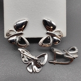 Швензы Бабочка без фианитов, 16*18 мм, родий