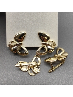 Швензы Бабочка без фианитов, 16*18 мм, позолота