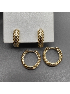 Серьги, конго, косы, 16*4.5 мм, позолота