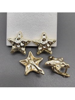 Швензы Звезда без фианитов, 18.5*17.5 мм, позолота