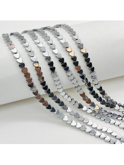 Бусина Гематит, сердце, 4*2 мм, серый