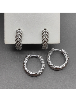 Серьги, конго, косы, 16.5*4.5 мм, родий