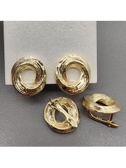 Швензы Круг без фианитов, 16.5*15 мм, позолота