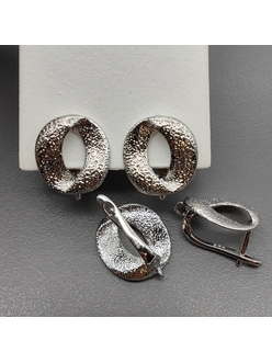 Швензы Овал без фианитов, 17.5*15.5 мм, родий