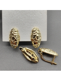 Швензы Овал без фианитов, 18*9.7 мм, позолота