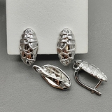 Швензы Овал без фианитов, 18*9.7 мм, родий