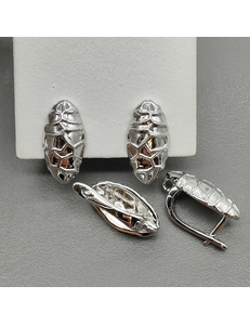 Швензы Овал без фианитов, 18*9.7 мм, родий