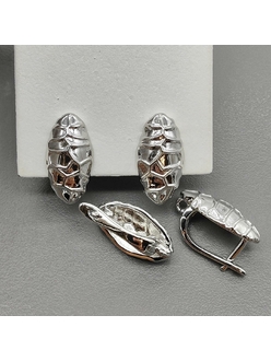 Швензы Овал без фианитов, 18*9.7 мм, родий