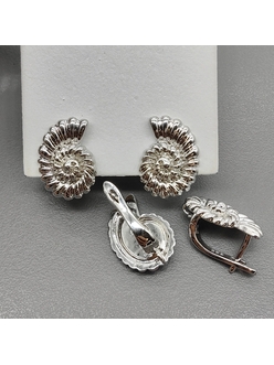 Швензы Ракушка без фианитов, 16.5*12 мм, родий