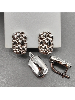 Швензы Прямоугольник без фианитов, 16.5*10.5 мм, родий