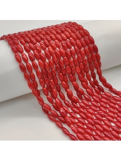 Бусина Коралл, красный, овал, 8*4 мм