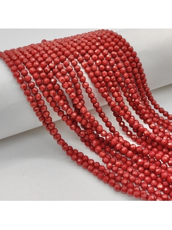 Бусина Коралл, красный, граненный, 4 мм