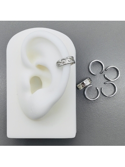 Кафф-серьги, 12*4.5 мм, родий, шт