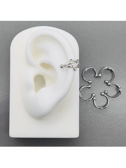 Кафф-серьги звезда, 11.8 мм, родий, шт