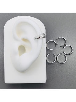 Кафф-серьги, 13*4.5 мм, родий, штука