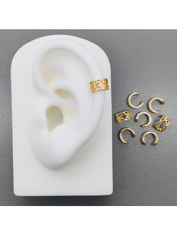 Кафф-серьги, 8*5 мм, позолота, штука