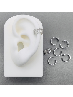 Кафф-серьги, 11*6 мм, родий, шт