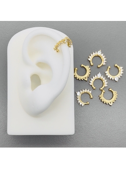 Кафф-серьги Корона с фианитами, 14*3 мм, штука