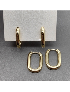 Серьги Овалы, конго, 16.5*12.5 мм, позолота