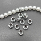 Бусина рондель, 7*3.5 мм, родий, шт