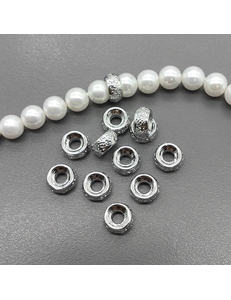 Бусина рондель, 7*3.5 мм, родий, шт