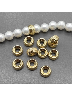 Бусина рондель, 7*3.5 мм, позолота, шт