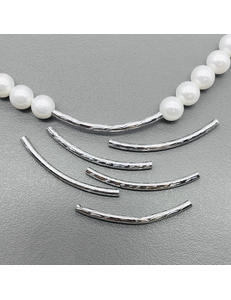 Бусина Трубочка Дуга, 30*1.8 мм, родий