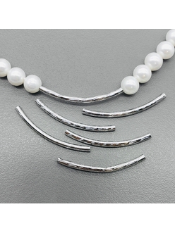 Бусина Трубочка Дуга, 30*1.8 мм, родий