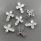 Подвеска Крест с фианитами, 19*14 мм, родий