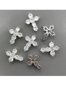 Подвеска Крест с фианитами, 19*14 мм, родий