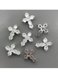 Подвеска Крест с фианитами, 19*14 мм, родий