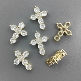 Подвеска Крест с фианитами, 19*14 мм, позолота