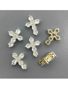 Подвеска Крест с фианитами, 19*14 мм, позолота