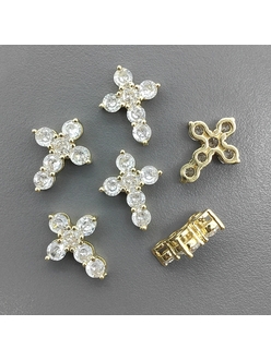 Подвеска Крест с фианитами, 19*14 мм, позолота