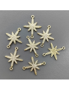 Коннектор Звезда с фианитами, 22*17 мм, позолота