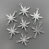 Коннектор Звезда с фианитами, 22*17 мм, родий