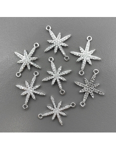 Коннектор Звезда с фианитами, 22*17 мм, родий