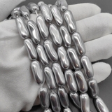 Жемчуг Майорка, палочка, серая, 22*8 мм, нитка