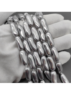 Жемчуг Майорка, палочка, серая, 22*8 мм, нитка